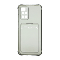 Чехол с кармашком для Xiaomi Redmi 10 прозрачный (002) черный