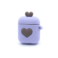 Чехол для наушников AirPods 2 силиконовый с сердцем сиреневый