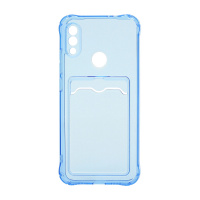 Чехол с кармашком для Xiaomi Redmi Note 7 прозрачный (003) голубой