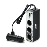 Разветвитель гнезда прикуривателя 1000ma (3гнезда+USB)