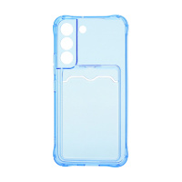 Чехол с кармашком для Samsung Galaxy S22 прозрачный (003) голубой