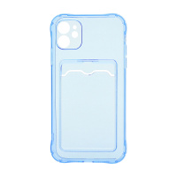 Чехол с кармашком для Apple iPhone 11/6.1 прозрачный (003) голубой