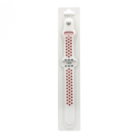 Спортивный ремешoк для часов Apple Watch Sport 38/40мм бело-красный (013) (L)