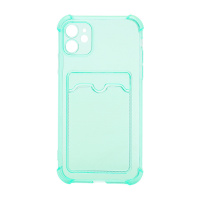 Чехол с кармашком противоударный для Apple iPhone 11/6.1 прозрачный зеленый