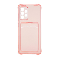 Чехол с кармашком для Samsung Galaxy A52 прозрачный (006) розовый