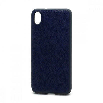 Чехол силиконовый с кожаной вставкой Leather Cover для Xiaomi Redmi 7A синий
