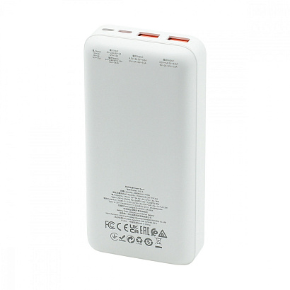 Внешний аккумулятор HOCO J101A Astute 20000 mAh (Micro-USB/Type-C/2USB 3A/LED) белый