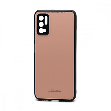 Чехол со стеклянной вставкой без лого для Xiaomi Redmi Note 10T розовый