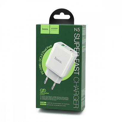 СЗУ с выходом USB Hoco N5 (PD+QC3.0/1USB/1USB PD) белое