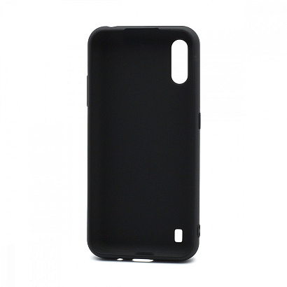 Чехол силиконовый с кожаной вставкой Leather Cover для Samsung Galaxy A01 черный
