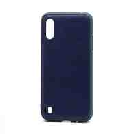 Чехол силиконовый с кожаной вставкой Leather Cover для Samsung Galaxy A01 синий