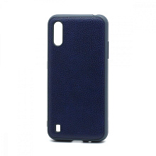 Чехол силиконовый с кожаной вставкой Leather Cover для Samsung Galaxy A01 синий