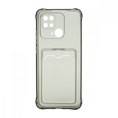 Чехол с кармашком для Xiaomi Redmi 10C прозрачный (002) черный