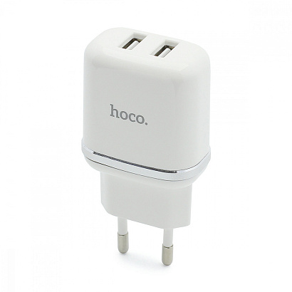 СЗУ с выходом USB Hoco N4 (2.4A/2USB/кабель Lightning) белое