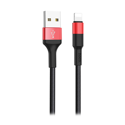 Кабель USB - Lightning HOCO X26 "Xpress" (2А, 100см) черно-красный