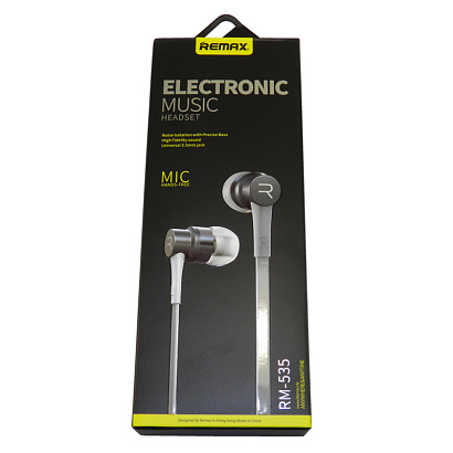 Наушники с микрофоном Remax Electronic music headset RM-535 (3.5 mm jack) серые