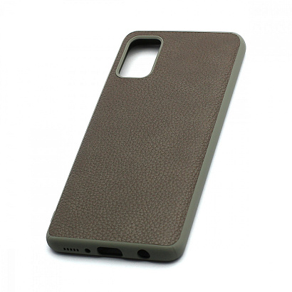 Чехол силиконовый с кожаной вставкой Leather Cover для Samsung Galaxy A41 серый