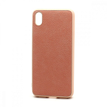 Чехол силиконовый с кожаной вставкой Leather Cover для Xiaomi Redmi 7A розовый