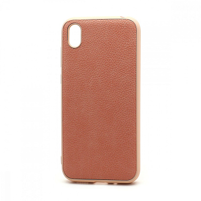 Чехол силиконовый с кожаной вставкой Leather Cover для Huawei Honor 8S/Y5 2019 розовый