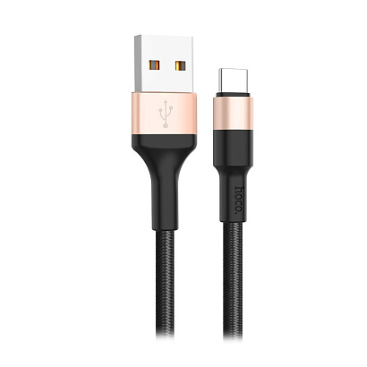 Кабель USB - Type-C HOCO X26 "Xpress" (2А, 100см) черно-золотой
