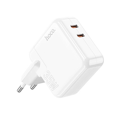 СЗУ с выходом USB Hoco C110A (2Type-C) PD35W белое