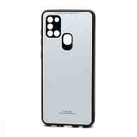 Чехол со стеклянной вставкой без лого для Samsung Galaxy A21S белый
