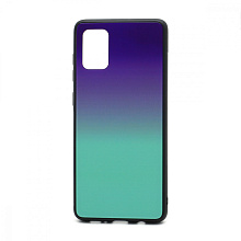 Чехол со стеклянной вставкой Gradient для Samsung Galaxy A71 (004) сине-голубой