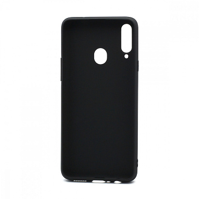 Чехол силиконовый с кожаной вставкой Leather Cover для Samsung Galaxy A20S черный