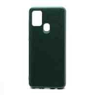 Чехол силиконовый с кожаной вставкой Leather Cover для Samsung Galaxy A21S зеленый