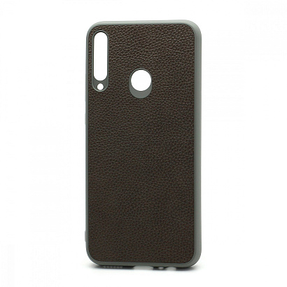 Чехол силиконовый с кожаной вставкой Leather Cover для Huawei Honor 9C/P40 Lite E серый