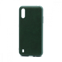 Чехол силиконовый с кожаной вставкой Leather Cover для Samsung Galaxy M01 зеленый