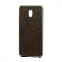 Чехол силиконовый с кожаной вставкой Leather Cover для Xiaomi Redmi 8A серый