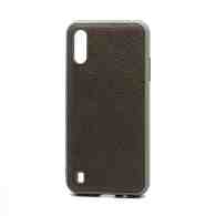 Чехол силиконовый с кожаной вставкой Leather Cover для Samsung Galaxy A01 серый