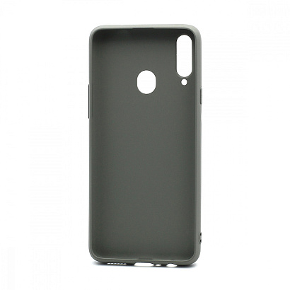 Чехол силиконовый с кожаной вставкой Leather Cover для Samsung Galaxy A20S серый