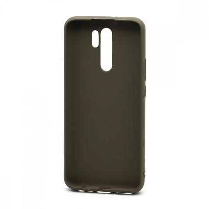 Чехол силиконовый с кожаной вставкой Leather Cover для Xiaomi Redmi 9 коричневый