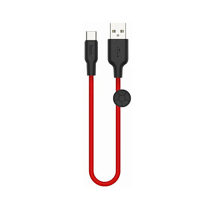 Кабель USB - Type-C HOCO X21 "Plus Silicone" (3А, 25см) черно-красный