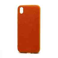 Чехол силиконовый с кожаной вставкой Leather Cover для Huawei Honor 8S/Y5 2019 оранжевый