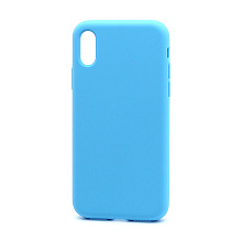 Чехол Silicone Case без лого для Apple iPhone X/XS (полная защита) (016) голубой