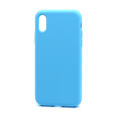 Чехол Silicone Case без лого для Apple iPhone X/XS (полная защита) (016) голубой