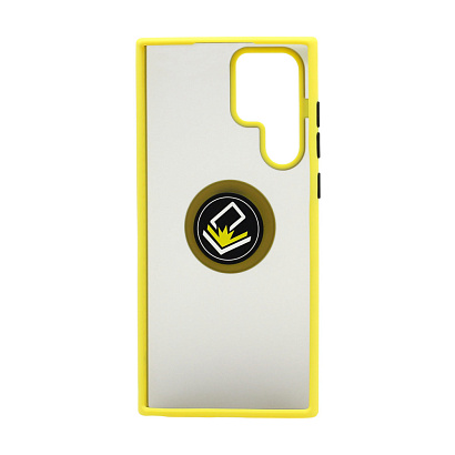 Чехол Shockproof Ring для Samsung Galaxy S22 Ultra (001) желто-черный