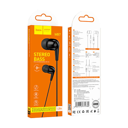 Наушники с микрофоном HOCO M-97 (3.5 mm jack) черные