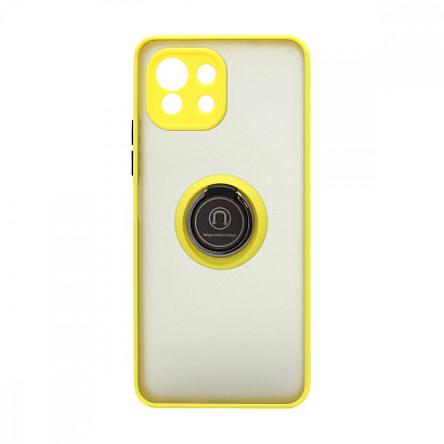 Чехол Shockproof Ring для Xiaomi 11 Lite (001) желто-черный