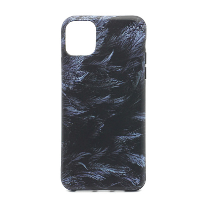 Чехол Print матовый (накладка/силикон) для Apple iPhone 11 Pro Max/6.5 перья черный