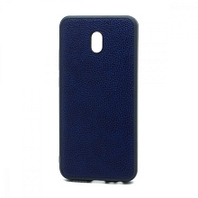 Чехол силиконовый с кожаной вставкой Leather Cover для Xiaomi Redmi 8A синий