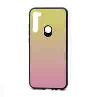 Чехол со стеклянной вставкой Gradient для Xiaomi Redmi Note 8 (001) желто-розовый