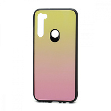 Чехол со стеклянной вставкой Gradient для Xiaomi Redmi Note 8 (001) желто-розовый