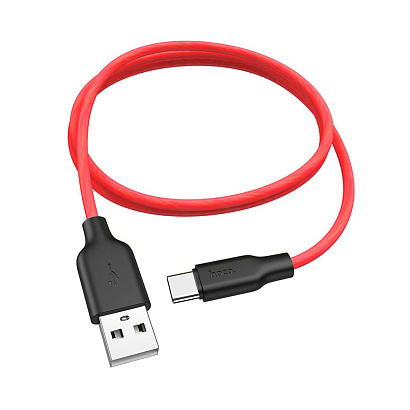 Кабель USB - Type-C HOCO X21 "Plus Silicone" (3А, 100см) черно-красный