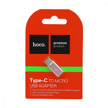 Переходник Hoco Micro USB - Type-C розовый 