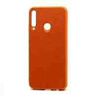 Чехол силиконовый с кожаной вставкой Leather Cover для Huawei Honor 9C/P40 Lite E оранжевый