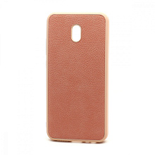 Чехол силиконовый с кожаной вставкой Leather Cover для Xiaomi Redmi 8A розовый